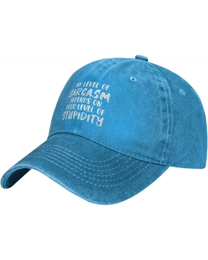 My Level of Sarcasm Depends On Your Level of Stupidity Unisex Baseball Hat Vintage Dad Hat Adjustable,Black Blue $11.07 Baseb...