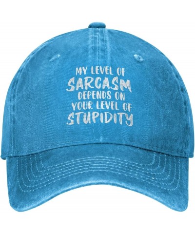 My Level of Sarcasm Depends On Your Level of Stupidity Unisex Baseball Hat Vintage Dad Hat Adjustable,Black Blue $11.07 Baseb...