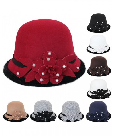 Women's Foldable 1920s Vintage Cloche Bucket Hat Lady Bowler Caps with Bowknot for Adults Women Lady Girls Wh1 $7.54 Sun Hats