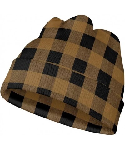 Women and Men Beanie Hat for Winter Soft Thick Warm Slouchy Knit Skull Cap Polka Dot Theme Print Brown Plaid $10.91 Skullies ...