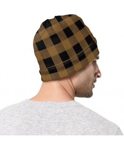 Women and Men Beanie Hat for Winter Soft Thick Warm Slouchy Knit Skull Cap Polka Dot Theme Print Brown Plaid $10.91 Skullies ...