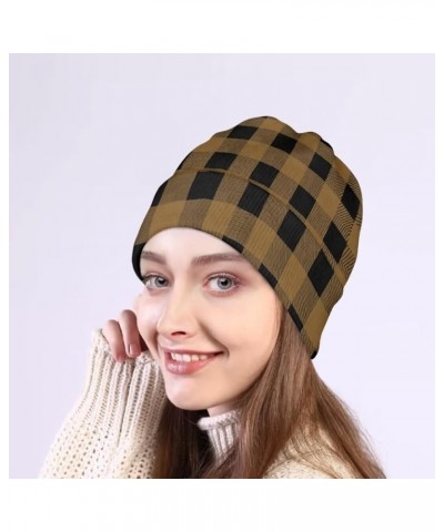 Women and Men Beanie Hat for Winter Soft Thick Warm Slouchy Knit Skull Cap Polka Dot Theme Print Brown Plaid $10.91 Skullies ...