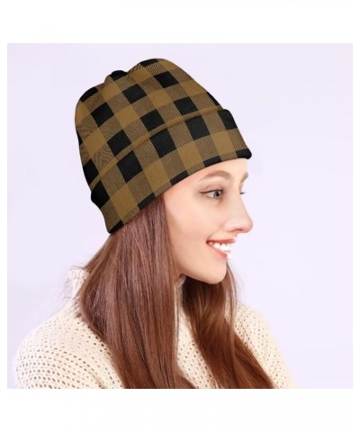 Women and Men Beanie Hat for Winter Soft Thick Warm Slouchy Knit Skull Cap Polka Dot Theme Print Brown Plaid $10.91 Skullies ...