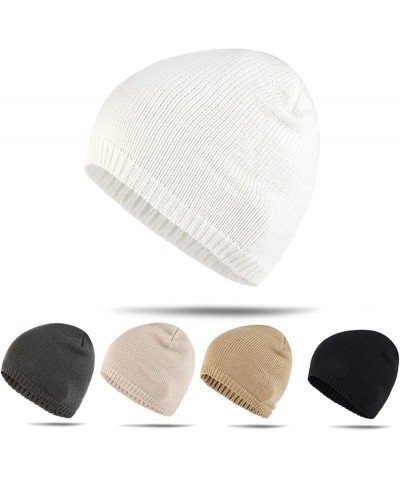 Winter Hats Winter Warm Knit Hats Beanies Solid Color Soft Cap for Women Men Outdoor Warmer Hat (Color : White) Beige $19.10 ...