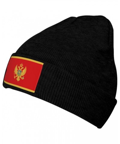 Flag of Montenegro Knitted Hat Cold Weather Hat Warm Brimless hat Elastic Force Caps Black $11.71 Skullies & Beanies