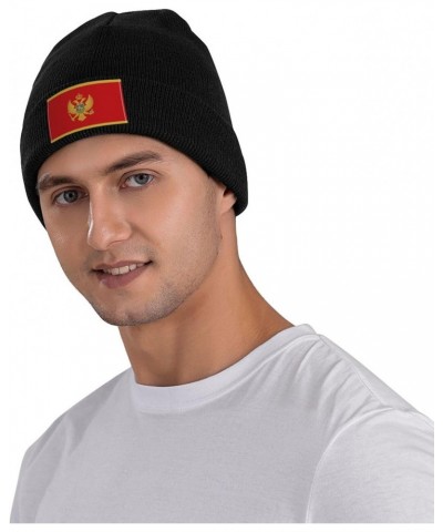 Flag of Montenegro Knitted Hat Cold Weather Hat Warm Brimless hat Elastic Force Caps Black $11.71 Skullies & Beanies