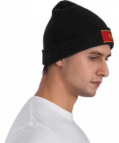 Flag of Montenegro Knitted Hat Cold Weather Hat Warm Brimless hat Elastic Force Caps Black $11.71 Skullies & Beanies