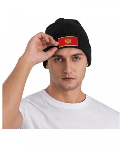 Flag of Montenegro Knitted Hat Cold Weather Hat Warm Brimless hat Elastic Force Caps Black $11.71 Skullies & Beanies