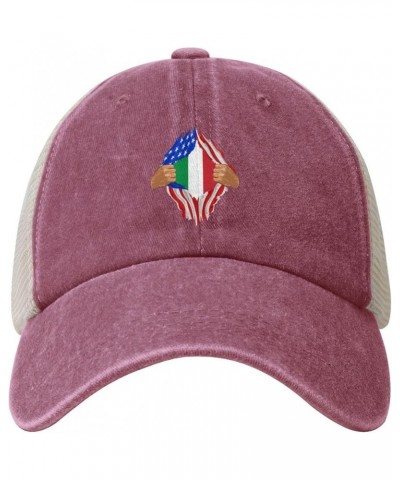 Hand Tear Flag of Italy Baseball Cap Women Men Mesh Back Hats Vintage Cowboy Hat Dad Caps Red $10.41 Cowboy Hats