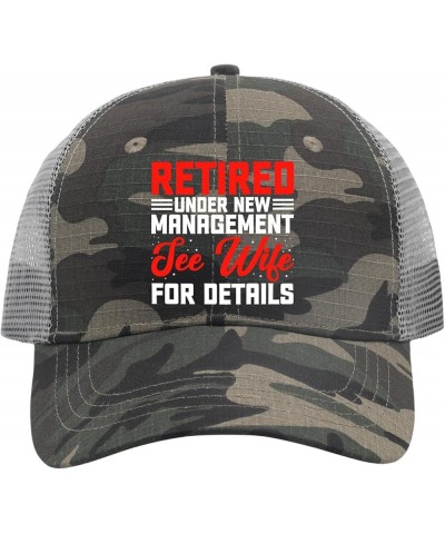 Baseball Cap Retired Under New Management See Wife for Details Trucker Cap for Men Vintage Mesh Snapbacks for Gift Camo $10.1...