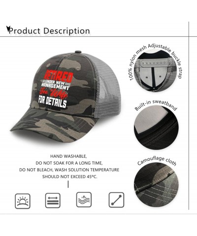 Baseball Cap Retired Under New Management See Wife for Details Trucker Cap for Men Vintage Mesh Snapbacks for Gift Camo $10.1...