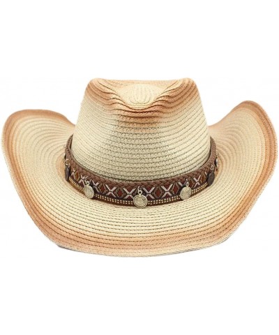 Men Women Cowboy Hat Summer Beach Straw Hats Panama Jazz Unisex Sun Caps 04 $19.24 Sun Hats