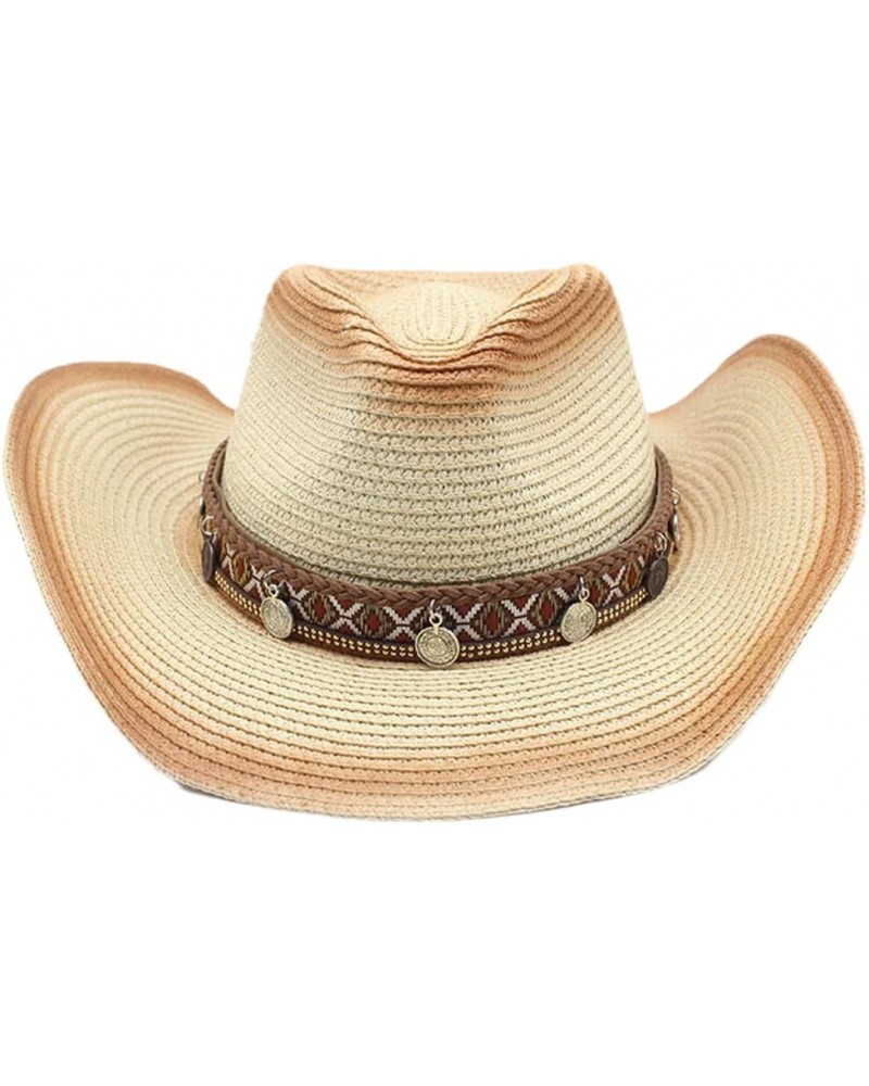 Men Women Cowboy Hat Summer Beach Straw Hats Panama Jazz Unisex Sun Caps 04 $19.24 Sun Hats