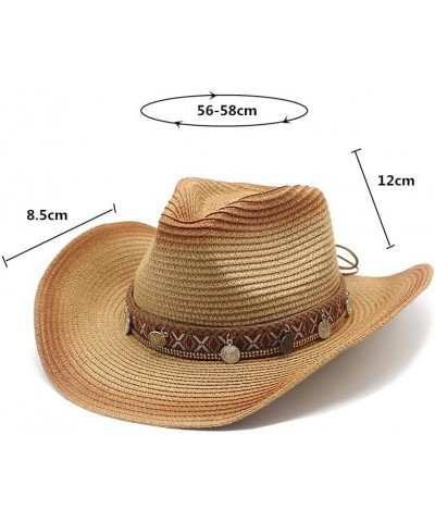 Men Women Cowboy Hat Summer Beach Straw Hats Panama Jazz Unisex Sun Caps 04 $19.24 Sun Hats