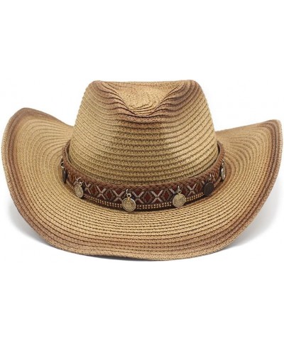 Men Women Cowboy Hat Summer Beach Straw Hats Panama Jazz Unisex Sun Caps 04 $19.24 Sun Hats