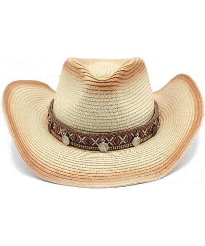 Men Women Cowboy Hat Summer Beach Straw Hats Panama Jazz Unisex Sun Caps 04 $19.24 Sun Hats