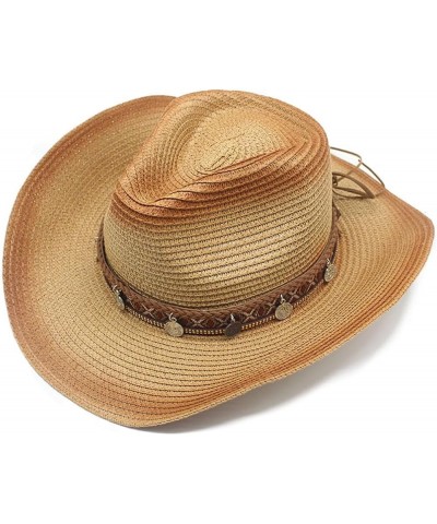 Men Women Cowboy Hat Summer Beach Straw Hats Panama Jazz Unisex Sun Caps 04 $19.24 Sun Hats