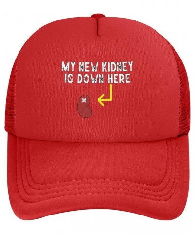 My New Kidney is Down Here Baseball Cap for Men Women Adjustable Mesh Trucker Hat Black Red $9.41 Baseball Caps