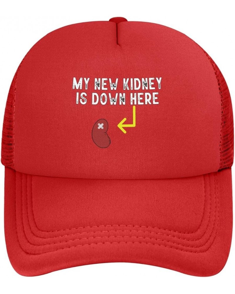 My New Kidney is Down Here Baseball Cap for Men Women Adjustable Mesh Trucker Hat Black Red $9.41 Baseball Caps