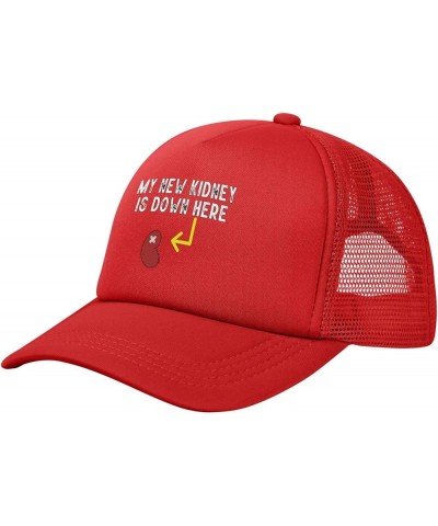 My New Kidney is Down Here Baseball Cap for Men Women Adjustable Mesh Trucker Hat Black Red $9.41 Baseball Caps