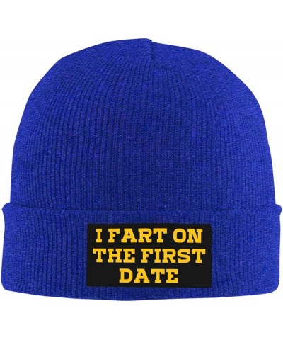 I Fart On The First Date Beanie Winter Hat Men Women Knit Hat Warm Knitted Brimless Cap Blue $17.03 Skullies & Beanies