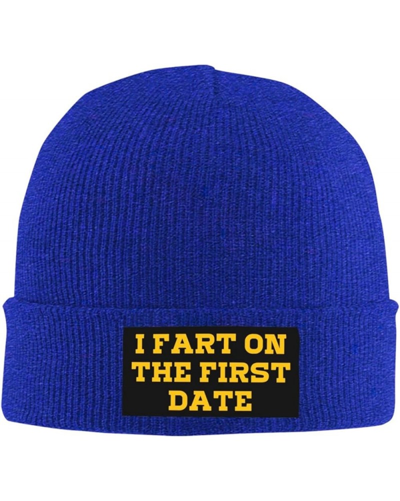 I Fart On The First Date Beanie Winter Hat Men Women Knit Hat Warm Knitted Brimless Cap Blue $17.03 Skullies & Beanies