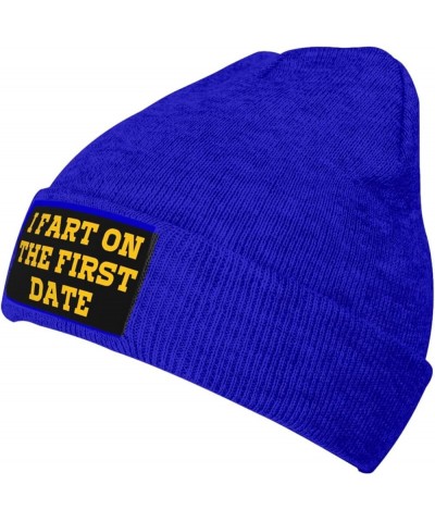 I Fart On The First Date Beanie Winter Hat Men Women Knit Hat Warm Knitted Brimless Cap Blue $17.03 Skullies & Beanies