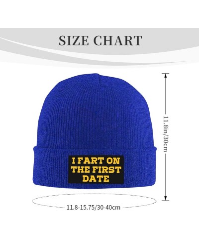 I Fart On The First Date Beanie Winter Hat Men Women Knit Hat Warm Knitted Brimless Cap Blue $17.03 Skullies & Beanies