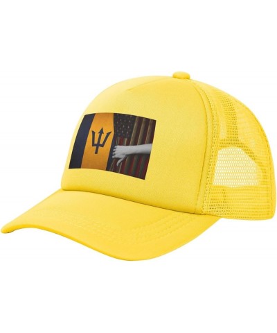 Trucker Hat Mesh Baseball Cap Adjustable Dad Hat Unisex Yellow $8.77 Baseball Caps