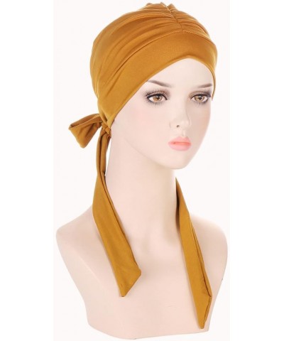 Fashion Caps for Women Ladies Casual Head Hat Cap Headwear Muslim Turban Cap Headwrap Turban Cap One Size Yellow $9.33 Skulli...