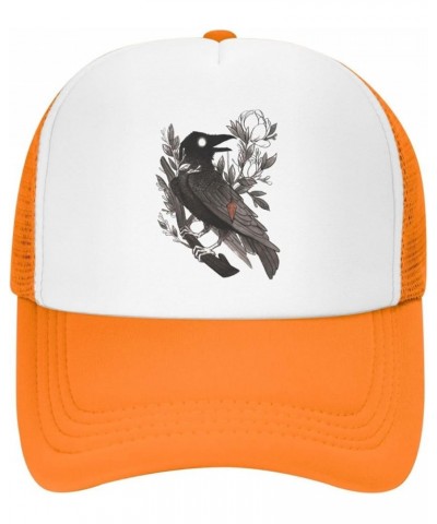 Raven Night Goth Dark Baseball Hats for Men Women Adjustable Trucker Hat Orange $11.52 Baseball Caps