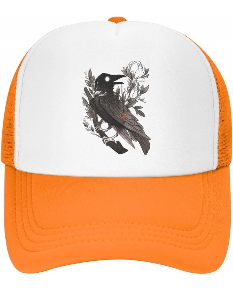 Raven Night Goth Dark Baseball Hats for Men Women Adjustable Trucker Hat Orange $11.52 Baseball Caps