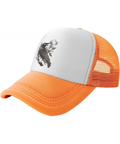 Raven Night Goth Dark Baseball Hats for Men Women Adjustable Trucker Hat Orange $11.52 Baseball Caps