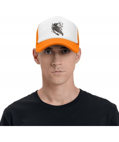 Raven Night Goth Dark Baseball Hats for Men Women Adjustable Trucker Hat Orange $11.52 Baseball Caps