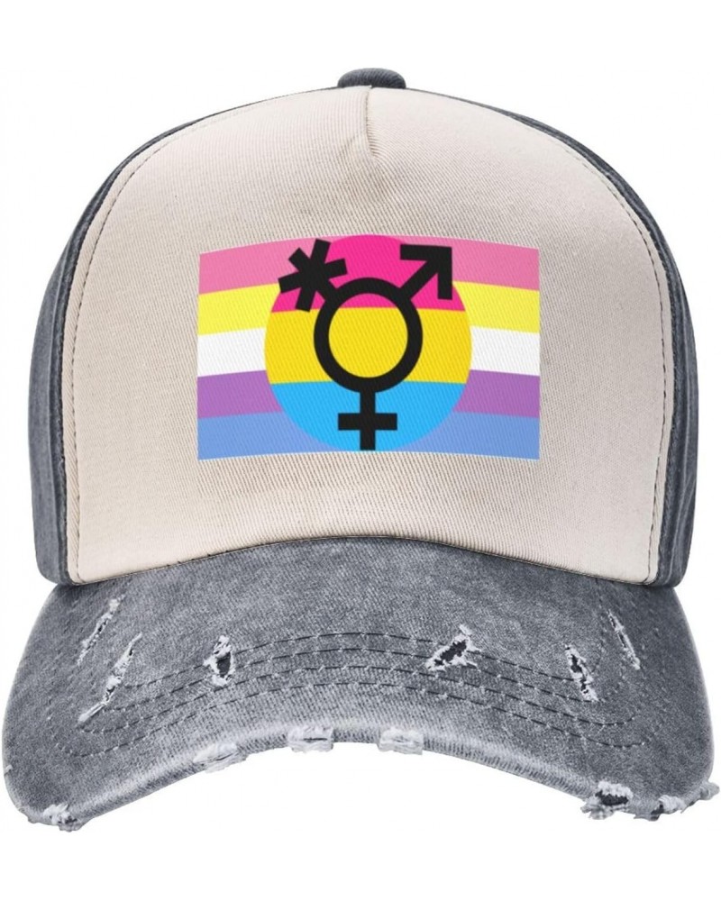 Bigender Trans Pansexual Pride Flag Upgrade Your Style with Funny Adjustable Cotton Baseball Caps for Men and Women Gray $19....