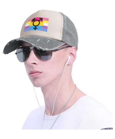 Bigender Trans Pansexual Pride Flag Upgrade Your Style with Funny Adjustable Cotton Baseball Caps for Men and Women Gray $19....