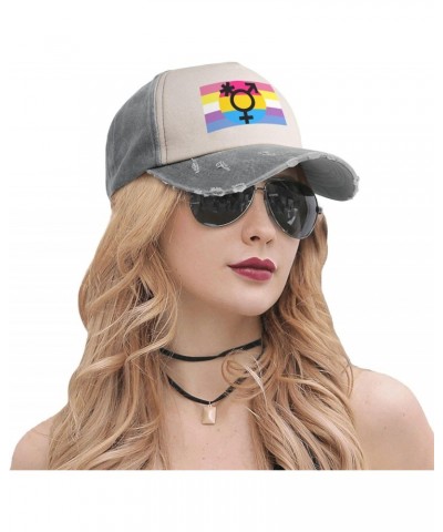 Bigender Trans Pansexual Pride Flag Upgrade Your Style with Funny Adjustable Cotton Baseball Caps for Men and Women Gray $19....