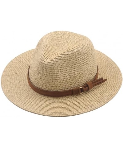 Straw Hat for Women Men Panama Hat Wide Brim Sun Hat Men Classic Fedora Beach Hat Belt Light Pink 1 $17.44 Fedoras