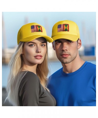 Dad Hat Mesh Baseball Cap Adjustable Trucker Hat Unisex Yellow $9.62 Baseball Caps