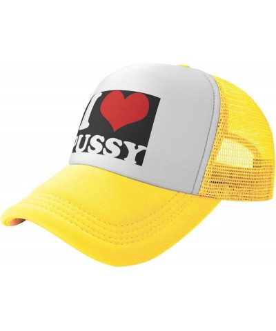 Funny-I-Love-Pussy-I-Love-Sex Baseball Cap Men Mesh Trucker Hat Women Dad Hat Sun Hat Adjustable Ponytail Hat Black Yellow $1...