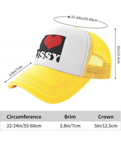 Funny-I-Love-Pussy-I-Love-Sex Baseball Cap Men Mesh Trucker Hat Women Dad Hat Sun Hat Adjustable Ponytail Hat Black Yellow $1...