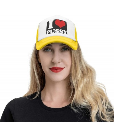 Funny-I-Love-Pussy-I-Love-Sex Baseball Cap Men Mesh Trucker Hat Women Dad Hat Sun Hat Adjustable Ponytail Hat Black Yellow $1...