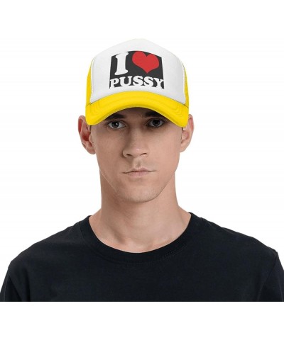 Funny-I-Love-Pussy-I-Love-Sex Baseball Cap Men Mesh Trucker Hat Women Dad Hat Sun Hat Adjustable Ponytail Hat Black Yellow $1...