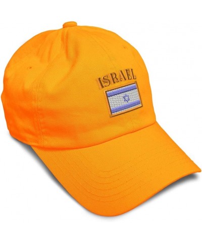 Soft Baseball Cap Israel Flag Embroidery Flags World Cup Soccer Cotton Embroidered Dad Hats for Men & Women Orange Design Onl...