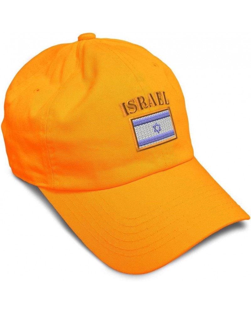 Soft Baseball Cap Israel Flag Embroidery Flags World Cup Soccer Cotton Embroidered Dad Hats for Men & Women Orange Design Onl...