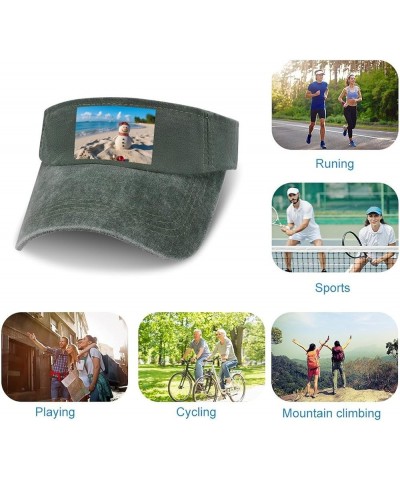 Sun Visor Hats Adjustable Sun Caps for Men Women Sand Snowman On Beach Cotton Sun Protection Cap Army Green-style $12.96 Sun ...