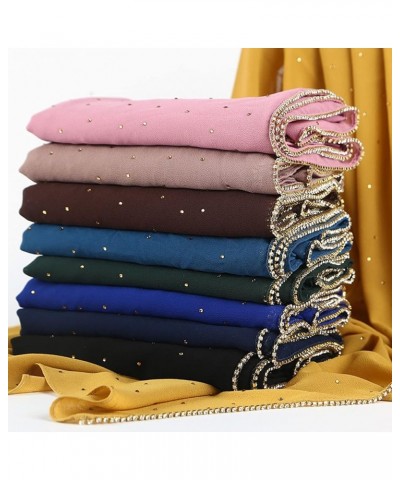 Women's Soft Chiffon Diamond Headscarf Spring Summer Long Shawl Muslim Hijab Stripe Scarf A $8.41 Scarves