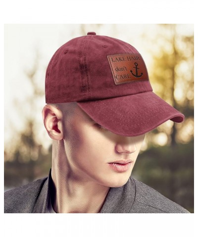 Lake Hair Don't Care Golf hat Trendy Cycling Hats Gifts for Son Who Like Engraved,Hiking Hat Suitable Deep Rose $15.49 Baseba...