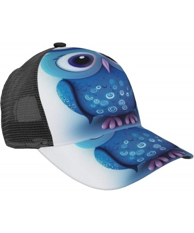 Christmas Trees Printed Baseball Cap - Breathable Mesh Adjustable Snap Back Closure Blue Owl(1) $11.87 Baseball Caps