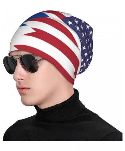 Korean American Half South Korea Half America Flag Beanie Hat Men Women Stretch Slouchy Warm Skull Knit Beanies Cap for Winte...